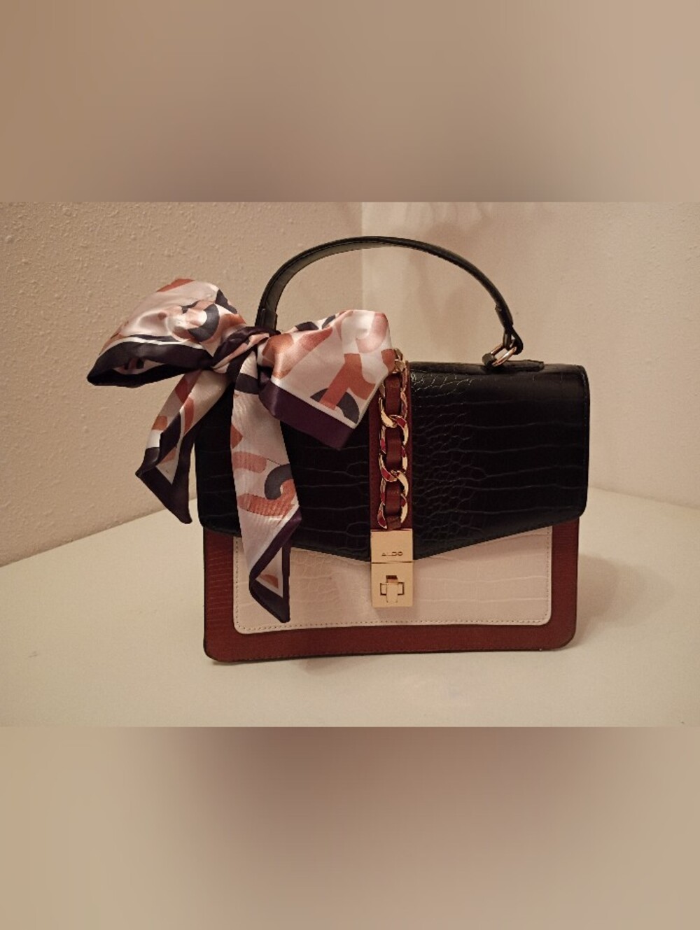 Aldo - Small, Thin Purse Black, Brown, And White